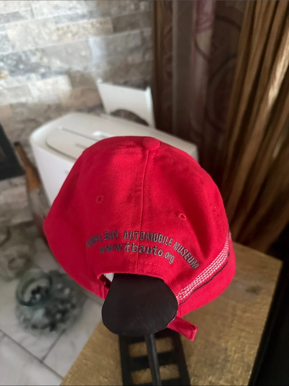 Red Kids Baseball Cap with Yin Yang Car Emblem